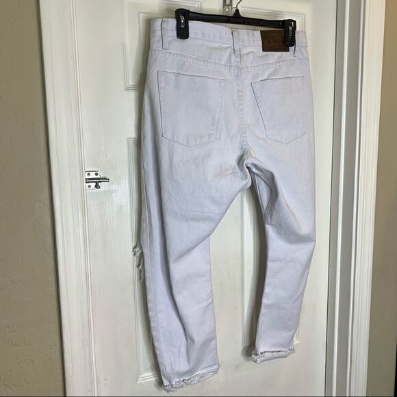 One Teaspoon Saints Long Rise Low Waist Distressed Baggy White Denim Jeans 26 - Picture 8 of 14